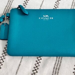 Coach Blue Leather Wristlet